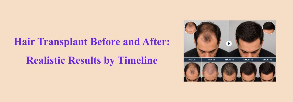 Hair transplant before and after results timeline